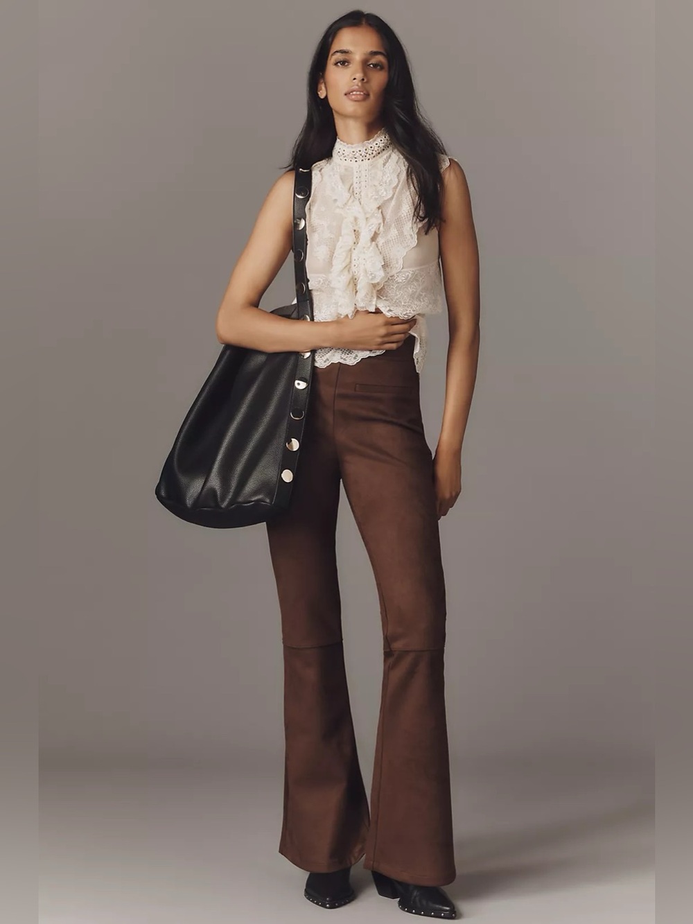 NWT By Anthropologie Faux-Suede Flare Pants